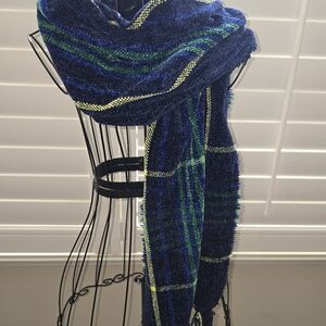 Charter Club Blue and Green Knit Scarf